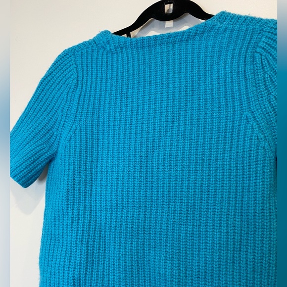 Joe Fresh Turquoise/Aqua Blue Short Sleeve Fuzzy Sweater XS - Picture 4 of 4
